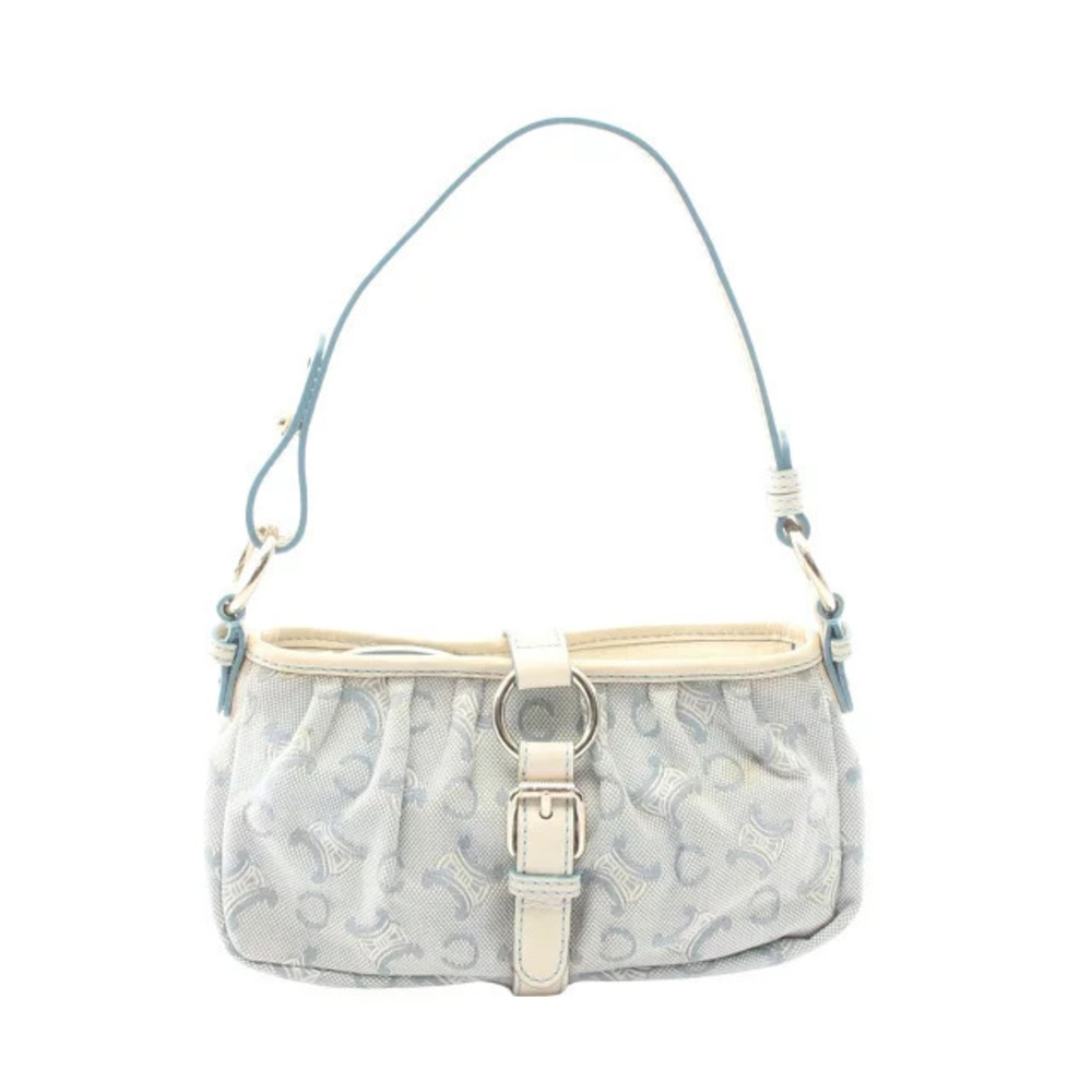 Celine Paris Macadam Handbag Canvas Leather Blue White